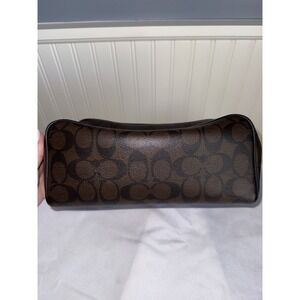 COACH Signature Toiletry Travel Bag Dopp Kit Pouch Coated Canvas Walnut Black